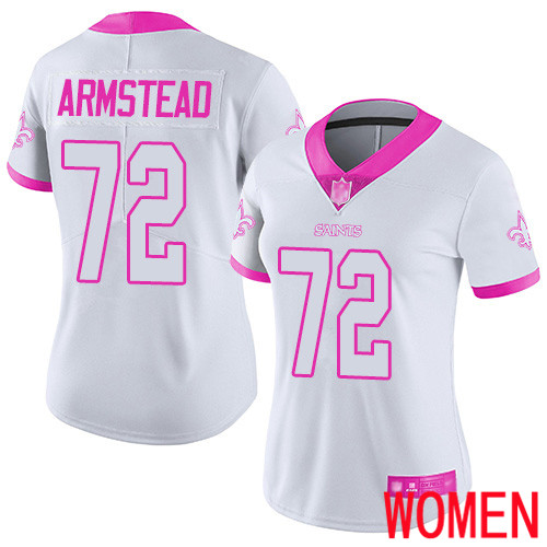 New Orleans Saints Limited White Pink Women Terron Armstead Jersey NFL Football #72 Rush Fashion Jersey->new orleans saints->NFL Jersey